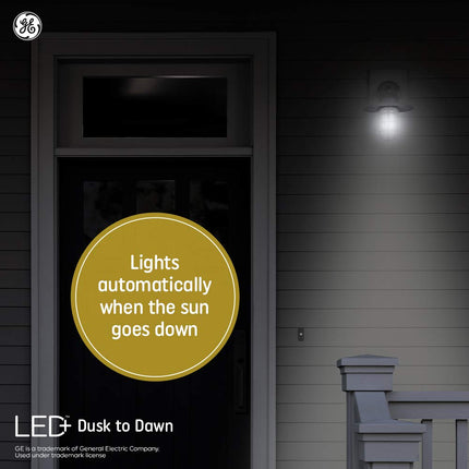 GE Lighting LED+ Dusk to Dawn Outdoor Light Bulb, Sunlight Sensor, Daylight, Automatic On/Off Light Sensing Bulb, A21 Light Bulb (1 Pack)