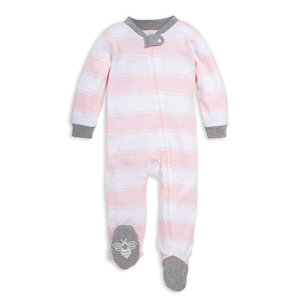 Burt's Bees Baby Baby-Girls Unisex-babySleep & Play, Organic One-Piece Romper-Jumpsuit Pj, Zip Front Footed Pajama Sleepers - Pink - 0-3 Months