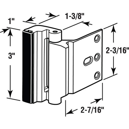 Defender Security U 11325 Door Reinforcement Lock – Add Extra, High Security to Your Home and Prevent Unauthorized Entry – 3” Stop, Aluminum Construction, Brushed Chrome (Single Pack)