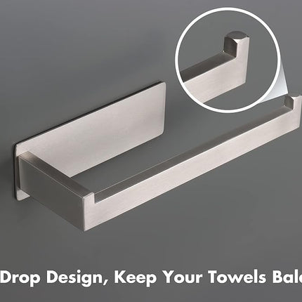 Vanloory Hand Towel Holder, Strong Self Adhesive Hand Towel Ring, Thicken SUS304 Stainless Steel Hand Towel Bar/Rack, No Drilling Modern Hand Towel Hanger (Brushed Nickel, 9 in)