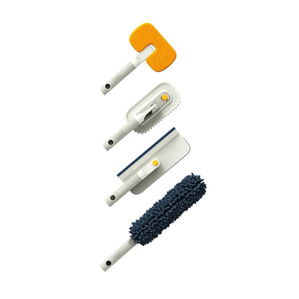 Joseph Joseph CleanTech Deep Cleaning Tool Set with Extension Pole, 5 Cleaning Tools + Extendable Telescopic Handle for Glass, Tiles, Surfaces