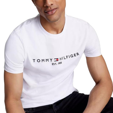 Tommy Hilfiger Men's Short-Sleeved Core Tommy Logo Crew Neck T-Shirt, White, XL