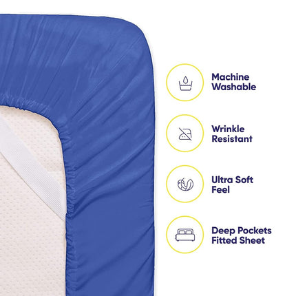 Sweet Home Collection Parure de draps 6 pièces en microfibre brossée 1500 fils/pouce carré avec poches profondes – 2 taies d'oreiller supplémentaires, bon rapport qualité-prix, lit court de camping-car Queen, bleu roi