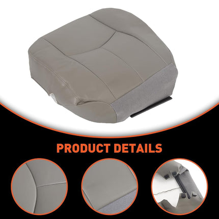 ECOTRIC Front Driver Side Bottom Seat Cover Gray# 922 Replacement Compatible with 2003-2006 Chevy Tahoe Avalanche Silverado Suburban GMC Yukon Pewter Synthetic Leather Seat Cover