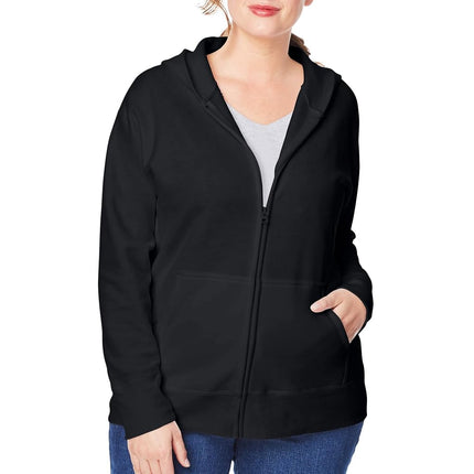 Just My Size Women's Plus-Size Full Zip Fleece Hoodie, Ebony, 4XL