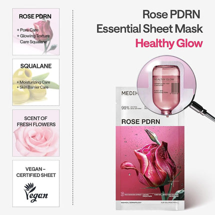MEDIHEAL Rose PDRN Essential Face Sheet Mask, Healthy Glow (10ea)