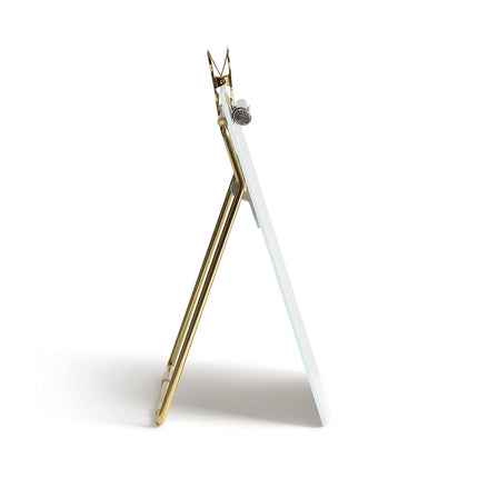 U Brands Glass Dry-Erase Desktop Easel, Tempered Glass, Gold Metal Stand, Removable Clip