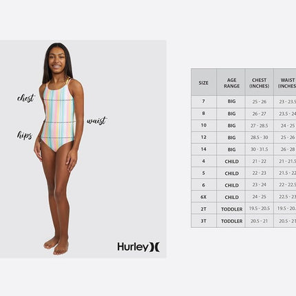 Traje de baño de una pieza Hurley para niñas, Rosa China, 8