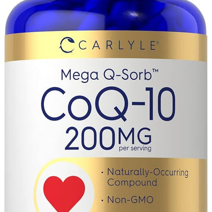 CoQ10 200mg | 200 Capsules | Mega Q-Sorb Coenzyme 
