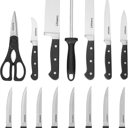 CUISINART C77TR-16P 16 Piece Triple Rivet Cutlery Block Set, Stainless Steel