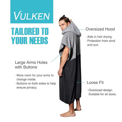VULKEN Portable Changing Robe, Surf Poncho for Beach & Water Activities