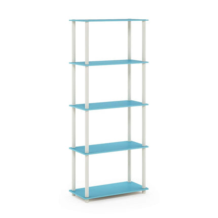 Furinno TURN-N-TUBE 5-Tier Tool-Free Corner Shelf, Light Blue