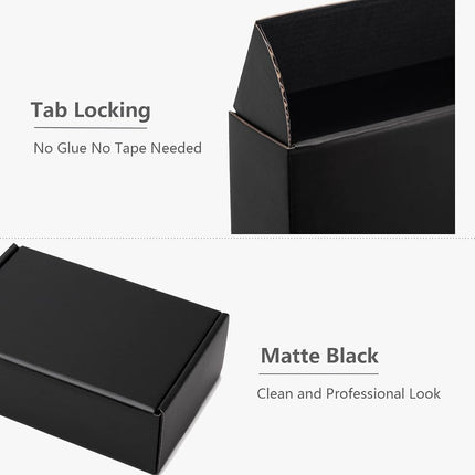 Timirog 9x6.5x2 Inches Black Shipping Boxes 25 Pack Corrugated Cardboard