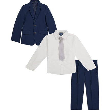 Nautica Boys' 4-Piece Tuxedo Set with Dress Shirt, Bow Tie, Jacket, and Pants, Bright Blue, 4