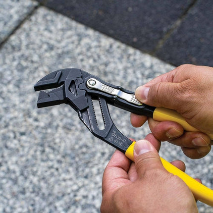 Klein Tools D53010 Plier Wrench, High Leverage Multi-Use Pump Plier with Adjustable and Reversible Double-Sided Jaw, Smooth and Knurled Teeth, 10-Inch