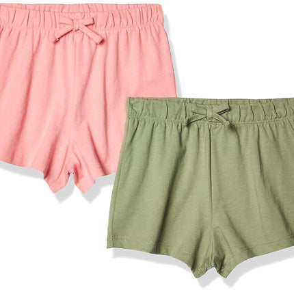 The Children's Place Baby Girls' Shorts 2-Pack, Rose/Olive, 3T