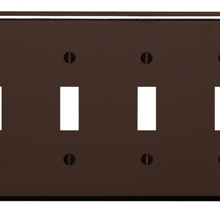 Leviton 88012 4-Gang Toggle Device Switch Wallplate, Standard Size, Thermoset, Device Mount (White)
