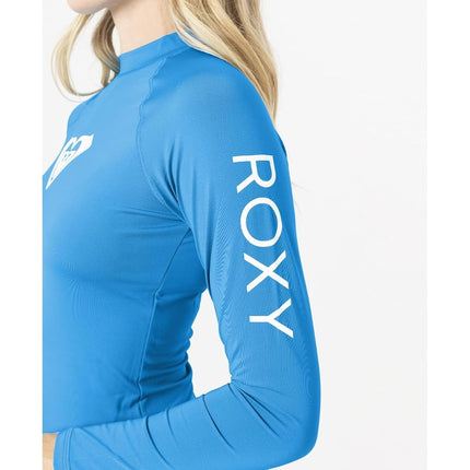 Roxy Women's Long Sleeve Compression Fit Rashguard UPF 50+ Quick Dry Recycled Swim Shirt, Peacock Blue Exc, Small