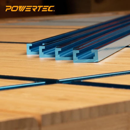 POWERTEC 71066 36 Inch Double-Cut Profile Universal T-Track with Predrilled Mounting Holes, 1PK, T Track for Woodworking Jigs and Fixtures, Drill Press Table, Router Table, Workbench