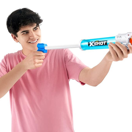 XSHOT Water Warfare Small Tube Soaker (4 Pack) by ZURU Super Soaking Pump Action, Pool Party Pack, Fills up to 380ml, Shoots up to 8 Meters, for Boys, Girls, Children