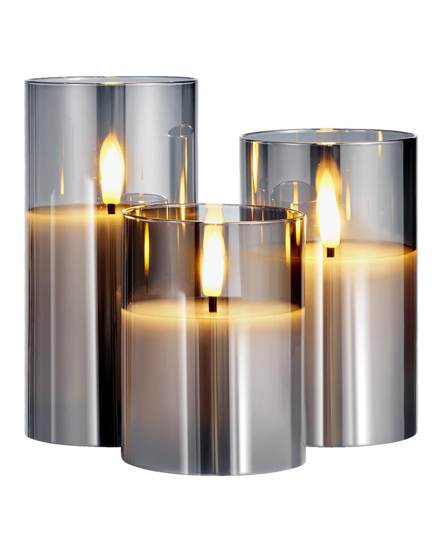 VEVOR Gray Flickering Flameless Candles, Set of 3 