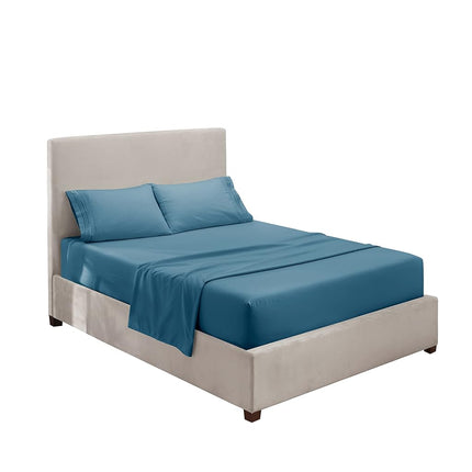Hearth & Harbor RV Short Queen Size Sheets - 4 Piece Bed Sheet Set, Hotel Luxury Double Brushed Bed Sheets - Extra Soft Bedding Sheets & Pillowcases, Short Queen, Blue Heaven