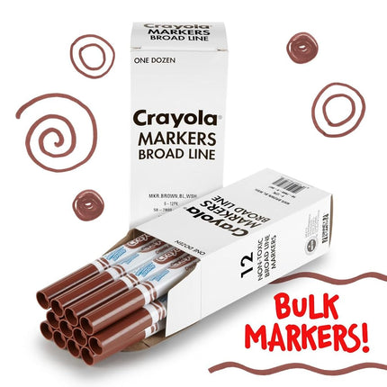 Crayola 12 Count Washable Bulk Markers, Brown