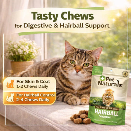 Pet Naturals of Vermont - Hairball, Daily Digestive, Skin and Coat Support for Cats, 160 Bite-Sized Chews