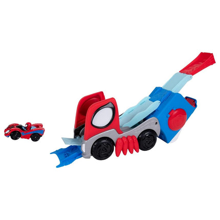 Jazwares MARVEL Spidey and His Amazing Friends Transforming Hauler Raceway - 9-Inch Vehicle and Trackset with Exclusive Amazing Metal