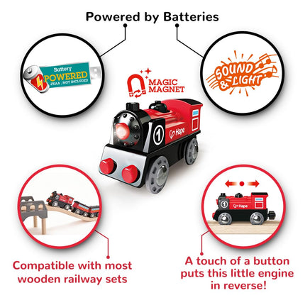 Hape Battery Powered Train Engine No. 1 Red and Black for Ages 3+
