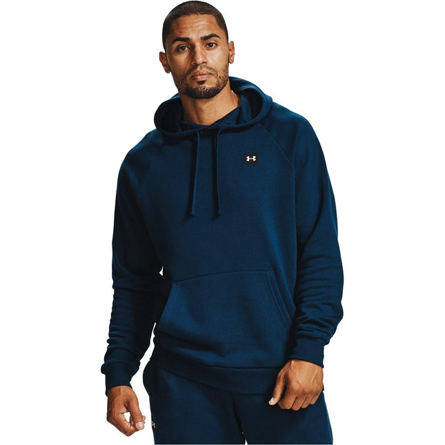 Under Armour Mens Rival Fleece Hoodie , Academy Blue (408)/Onyx White , Small Tall