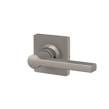 Lock Scout Straight Lever with Square Trim Dummy Door Handle, Satin Nickel Finish, 4 Pack