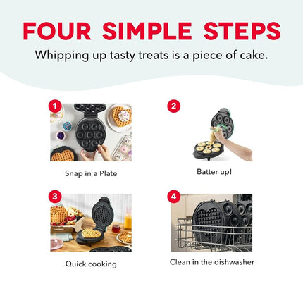 DASH MultiMaker Treat Maker System, Mini Donuts, Heart Shaped Waffle, Mini Cupcakes - Aqua