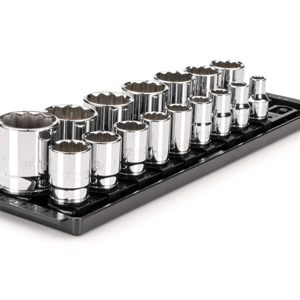 TEKTON 1/2 Inch Drive 12-Point Socket Set with Rai