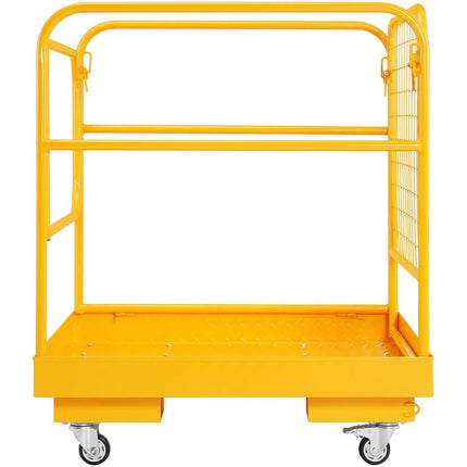 VEVOR Forklift Safety Cage, 36 x 36 Inches Foldable Forklift Work Platform of 1200 lbs Load Capacity with Lockable Swivel Wheels, Drain Hole & Device Chain, Holds 1 to 2 Adults, Ideal for Aerial Work