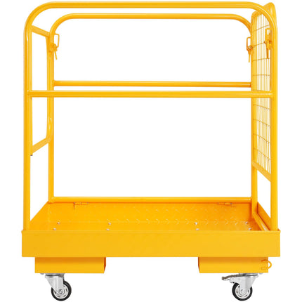 VEVOR Forklift Safety Cage, 36 x 36 Inches Foldable Forklift Work Platform of 1200 lbs Load Capacity with Lockable Swivel Wheels, Drain Hole & Device Chain, Holds 1 to 2 Adults, Ideal for Aerial Work