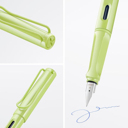 LAMY safari springgreen - Fountain Pen with ergonomic grip & polished steel nib in size EF - ideal for any Writing & Calligraphy - including LAMY T 10 blue cartridge - Right-Handed