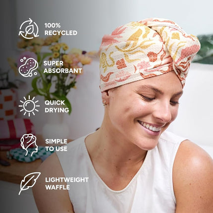 Dock & Bay Turban Hair Towel - for Home & the Beach - Super Absorbent, Quick Dry - Tiger Palm, One Size