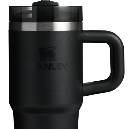 Vaso Stanley Quencher H2.0 con asa y pajita, 400 ml, tapa Flowstate con 3 posiciones, portabebidas, compatible para viajes, vaso aislante de acero inoxidable, sin BPA, Negro 2.0