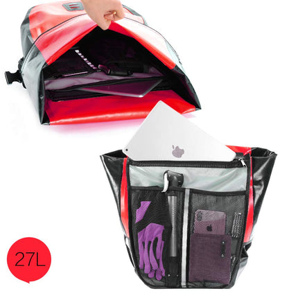 Rhinowalk Bike Bag Waterproof Bike Pannier Bag 27L,(for Bicycle Cargo Rack Saddle Bag Shoulder Bag Laptop Pannier Rack Bicycle Bag Professional Cycling Accessories)-Red