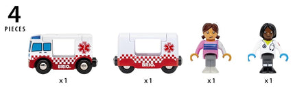 BRIO World Rescue Ambulance Toy for Toddlers and Kids Age 3 Years Up - Wooden Railway Set Accessories & Add Ons