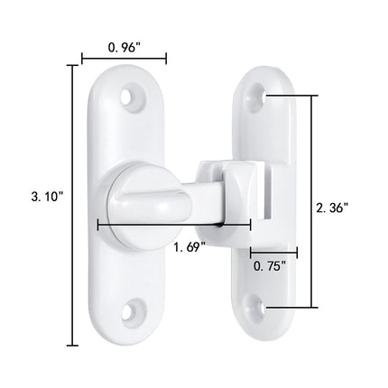 INIRET 3 Packs White Barn Door Latches,90/180 Degree Gate Lock,Flip Gate Latches Hardware,Zinc Alloy Right Angle Door Lock Latch,Door Security Sliding Door Latch Lock for Cabinets,Bathroom.