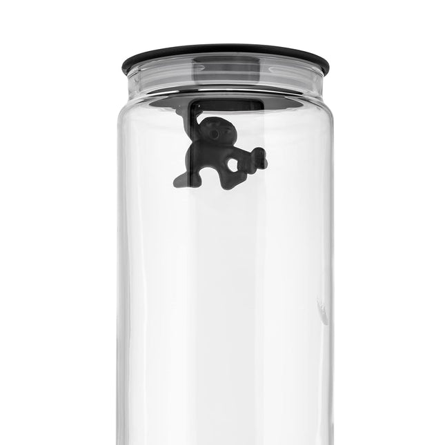 Alessi Gianni Glass Kitchen Box with Lid, Black, 30.5 cm Height