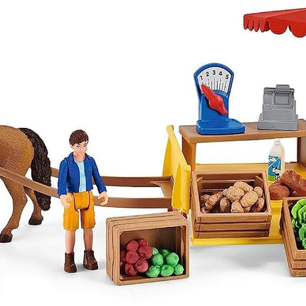 Schleich Farm World - 39Pc Sunny Day Mobile Farm Stand - Kids 3+ | 42528