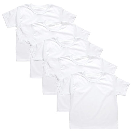 Camisetas Hanes para niños pequeños, Camisetas interiores para niños pequeños, Camisetas blancas para bebés, Camisetas con cuello redondo para niños pequeños, Paquete de 5, Blanco, 4T