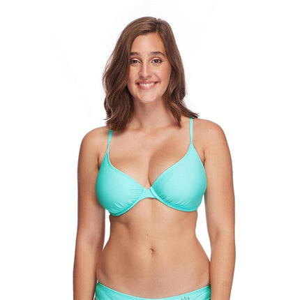 Body Glove Women's Solo Solid Underwire D, DD, E, F Cup Bikini Top Swimsuit, Smoothies Sea Mist, E