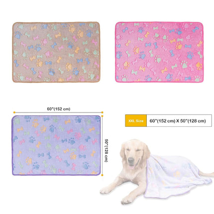 Dono 1 Pack 3 Dog Blankets, Soft Fluffy Fleece Pet Blanket Warm Sleep Mat Paw Print Design Puppy Kitten Throw Blankets Doggy Blanket for Dogs