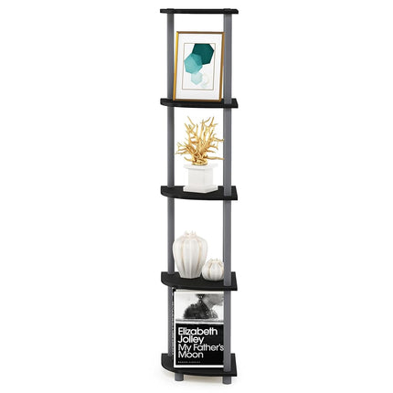 Furinno TURN-N-TUBE 5-Tier Corner Shelf, Bookcase, Black