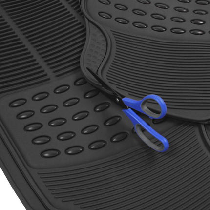 BDK Universal Fit Front/Rear All Weather Protection Heavy Duty Rubber Floor Mat - Black