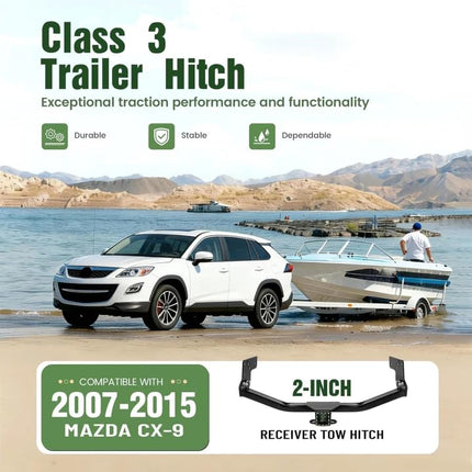 ALMULOO 2Inch Receiver Trailer Hitch Class 3 Compatible with 2007-2015 Mazda CX-9